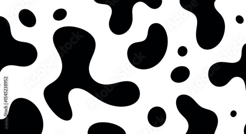 Abstract cow print pattern - black and white design for fashion and textile art
