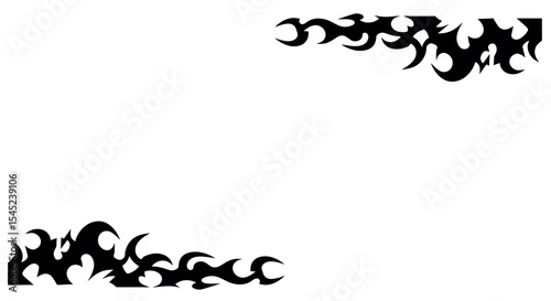 Tribal flame corner design for custom tattoo or decorative artwork