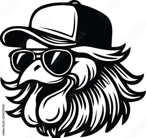 Chicken/Cook mullet trucker hat design isolated on transparent background