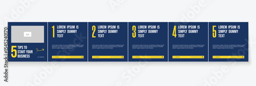 Instagram carousel template layout design for five tips sharing on social media. Linkedin carousel banner design vector template	