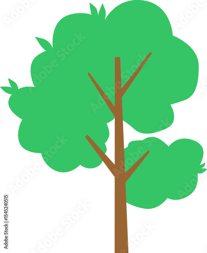 The Simple Tree's Embrace: A vibrant, single tree illustration with a full crown, sturdy trunk and branches, representing natural beauty and the simplicity of growth