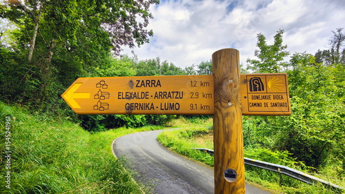 Panel indicador, flecha indicadora Camino de Santiago