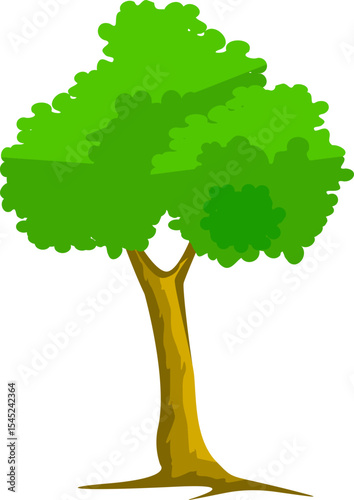 Earthy Emblem: A vibrant, green-leafed tree stands as a testament to nature's enduring presence, a bold illustration against a clean backdrop. 
