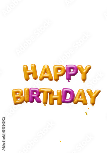 Colorful birthday celebration with red balloon text 