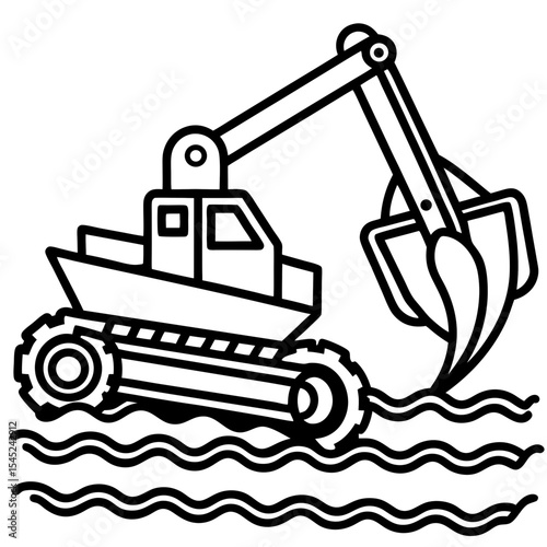 Canal digger line art vector