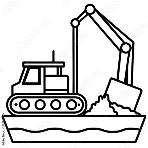 Canal digger line art vector