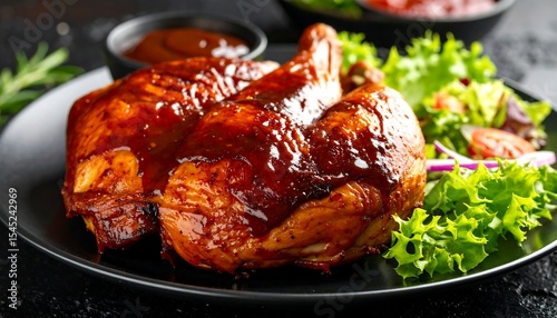 Grilled BBQ Chicken Legs with Salad.