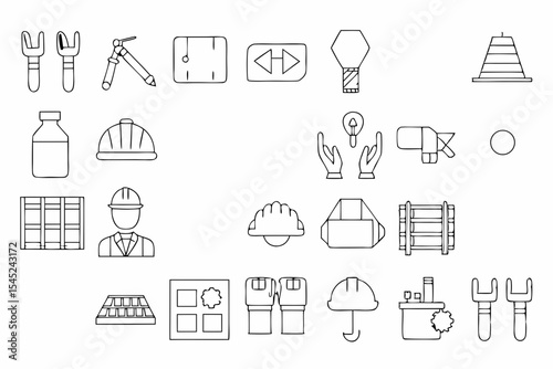 Creative Black and White Builder Icons Vector Pack