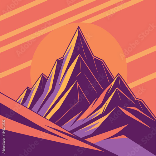 Abstract stylized mountain landscape vector art design