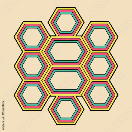 Abstract interconnected shapes design composition