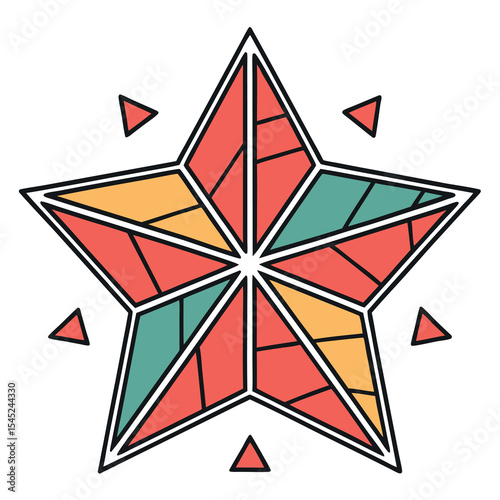 Abstract shattered glass design with colorful fragments