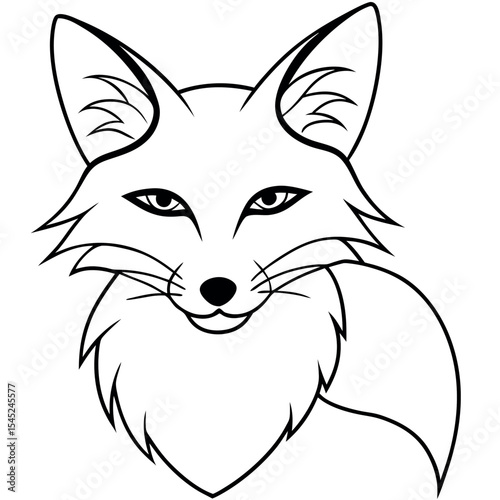 Narrowed eyes fox illustration on white background