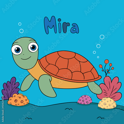 Grand old sea turtle with age lines vector illustration