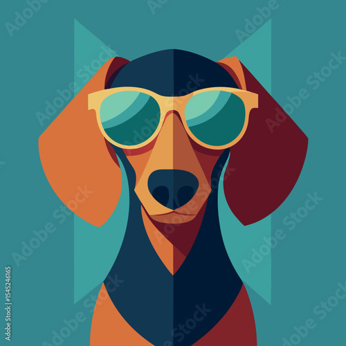 Sassy dachshund wearing sunglasses vector illustration