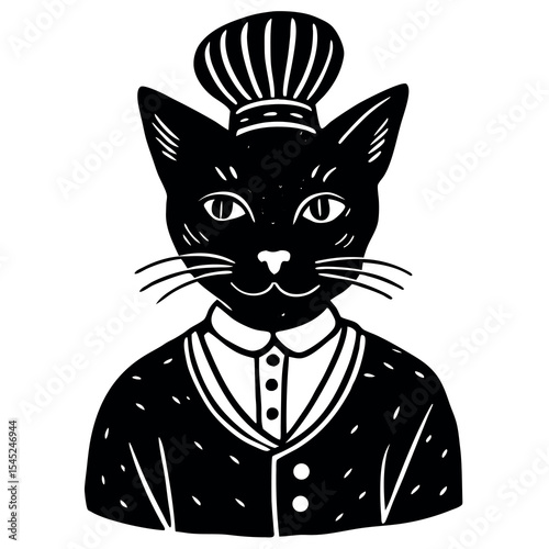 Cat head as a chef culinary themed banner advertisement