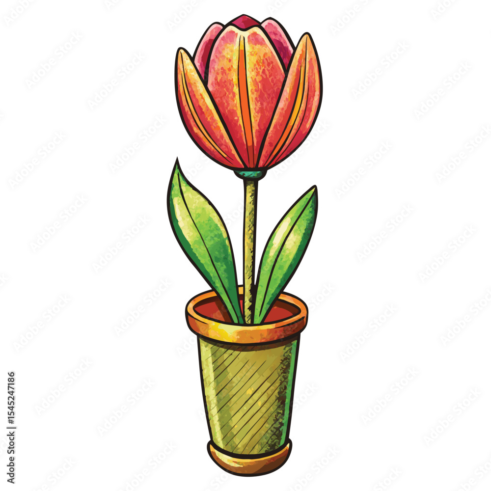Tulip flower vector art illustration