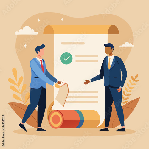 Business Agreement Contract Signing Illustration
