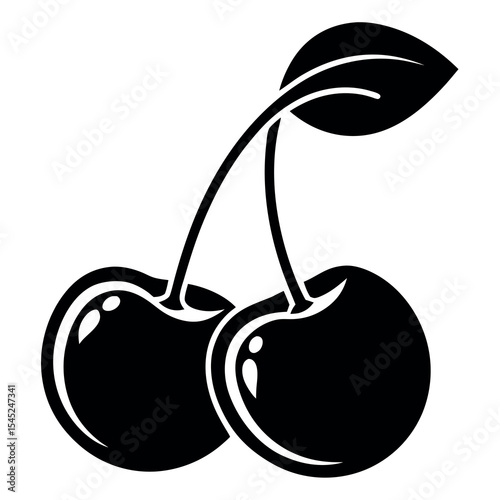 Single cherry icon flat design clean style isolated