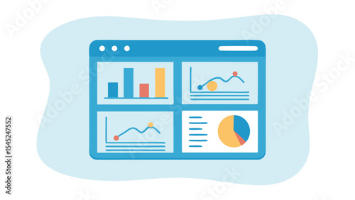 Dashboard interface with charts and graphs displaying data analysis and business intelligence metrics