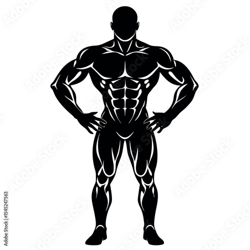 Classic male physique silhouette vector illustration