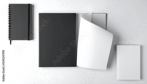 Notebooks and notepad on a white background.