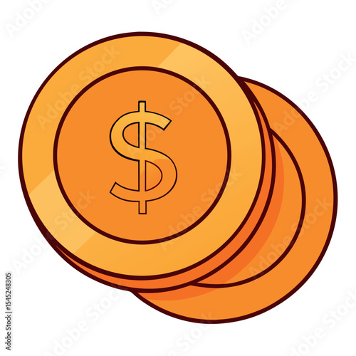 Gold and orange coins vector image design