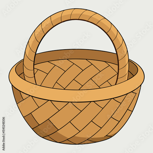 Natural woven wicker basket vector design illustration