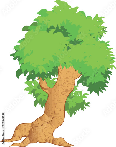 A Lonely Tree's Embrace: A lone tree stands tall, its robust trunk twisting and turning toward the sky, its verdant leaves creating a verdant canopy. capturing the calm serenity and pure beauty