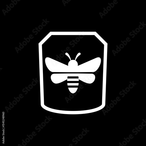 Save the bee icon isolated on black background