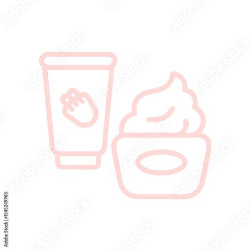 Luxurious body scrub essentials outline icon for skincare, featuring creamy exfoliant and soothing lotion for glowing skin