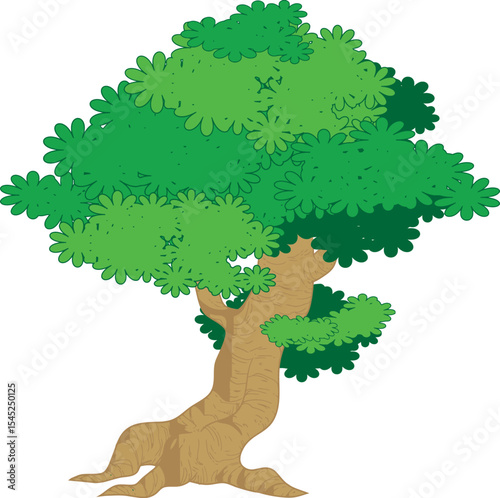 Isolated Tree Illustration: A vibrant illustration of a lush, leafy tree with a sturdy trunk.