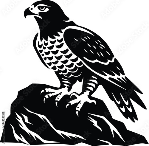 silhouette of eagle sitting ion top, vector illustration
