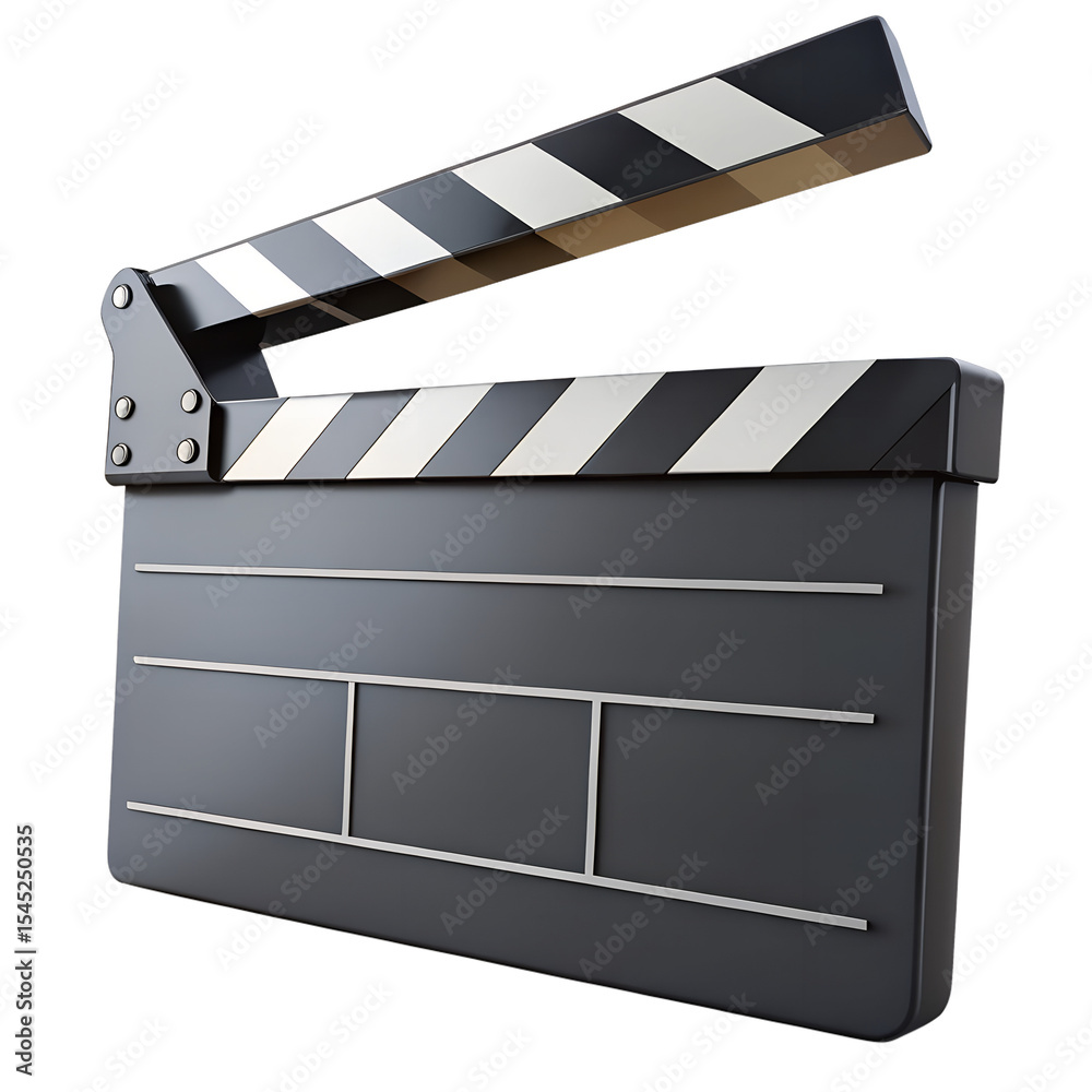 Fototapeta premium Blank movie clapperboard with black and white stripes isolated png