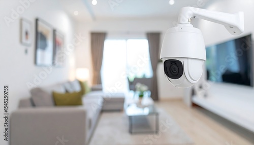 Security camera monitoring home interior.