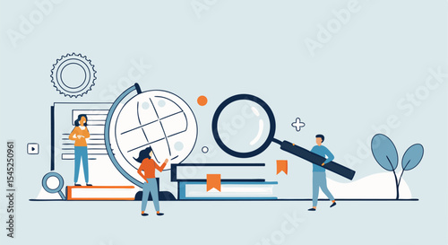  technology business research and learning and people business team working concept  