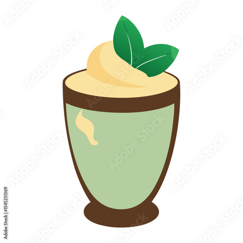 Clay cup filled with lassi silhouette vector design