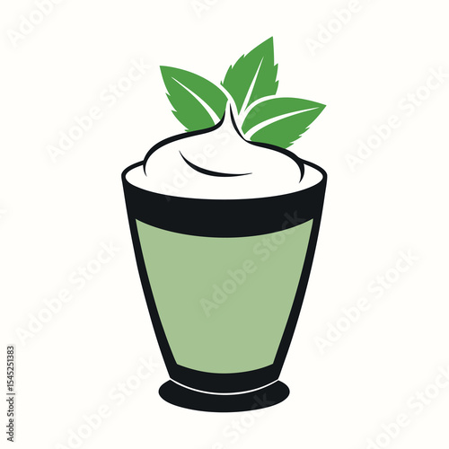 Clay cup filled with lassi silhouette vector design