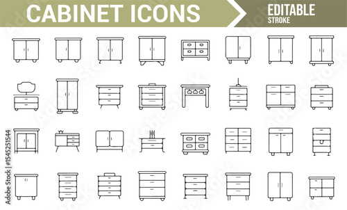 Icons of Cabinets, Drawers, and Storage Furniture
