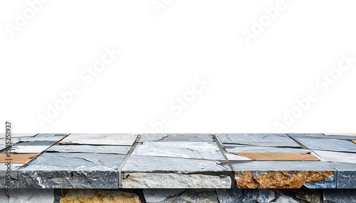 Stone table surface isolated on white.