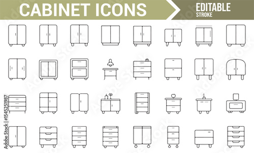 Storage Unit and Drawer Icons for Home and Office