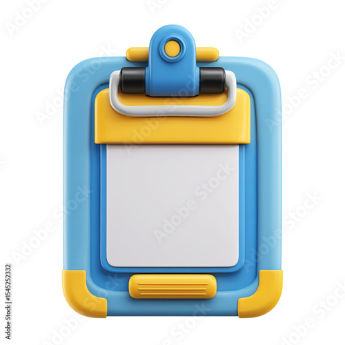 3D icon of a clipboard, isolated on a transparent background.PNG file. 