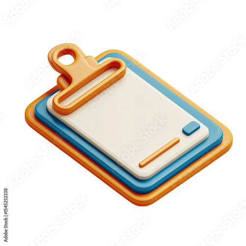 3D icon of a clipboard, isolated on a transparent background.PNG file. 