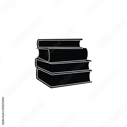 Book Stack Black Silhouette Icon