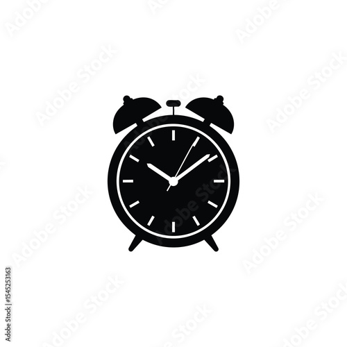 Classic Alarm Clock Black Silhouette Icon