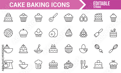 Cake, Cupcake, and Baking Tools Icon Collection