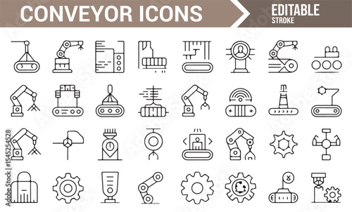 Conveyor and Automation Icons for Manufacturing Industry