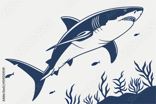 Predator in Motion: Great White Shark Silhouette Set