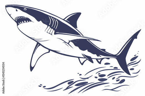 Predator in Motion: Great White Shark Silhouette Set