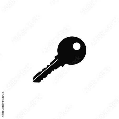 Single House Key Black Silhouette Icon