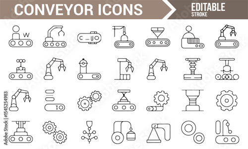 Icons of Factory Automation and Conveyor Systems